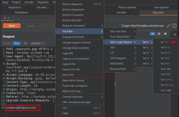 Burp Suite Hackbar